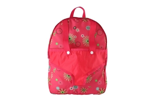 Sac à dos rose avec porte-poupée au motif fleuri