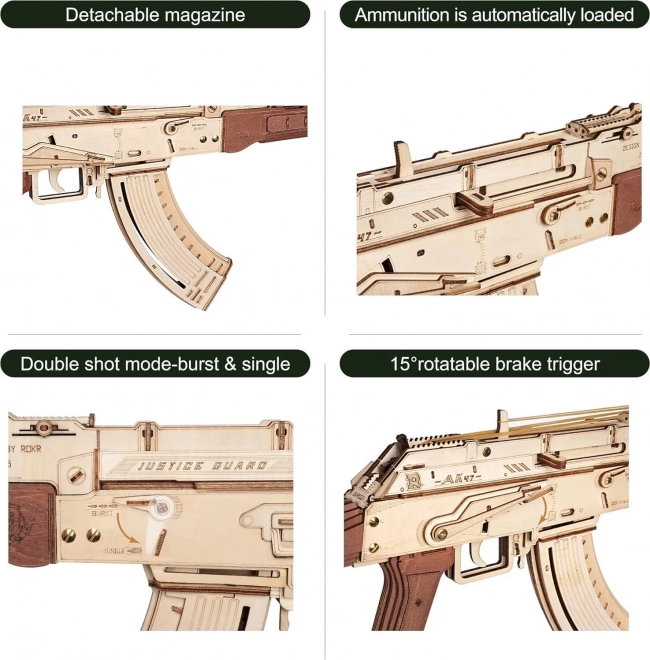 RoboTime 3D Puzzle mécanique en bois fusil d'assaut AK-47