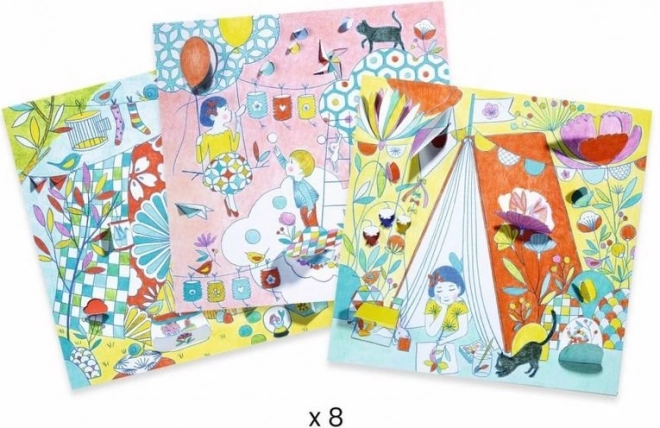 DJECO Livre à colorier magiques Nina et sa tente de jeu