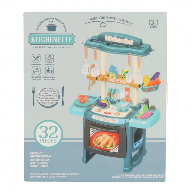Cuisine amusante pour enfants avec four, brûleurs, sons et lumières
