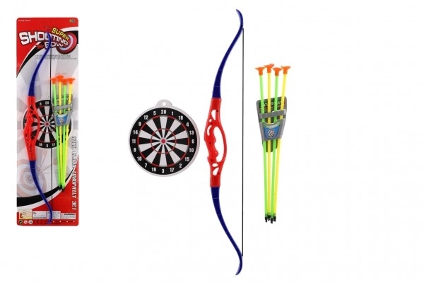 Arc+4 flèches avec ventouses en plastique 57cm sur carte