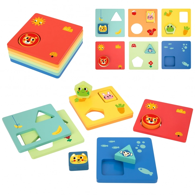 Puzzle Montessori formes et couleurs avec animaux