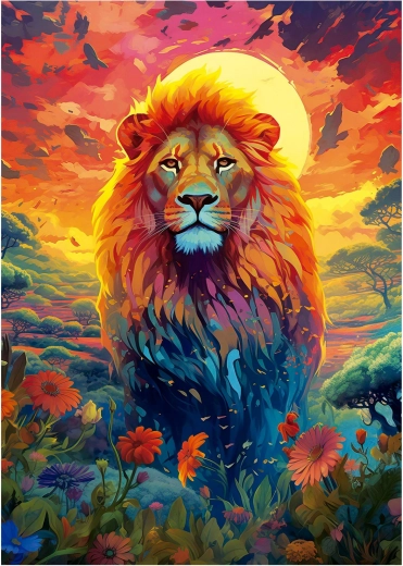Educa Puzzle regard perçant du lion majestueux 500 pièces