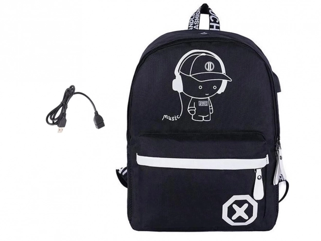Cartable scolaire avec motif musical et USB