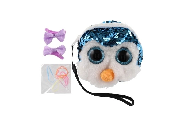 Porte-monnaie en tissu pour fille avec motif animal et paillettes, avec accessoires pour cheveux