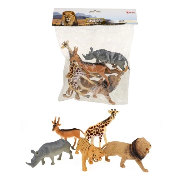 Animaux de safari en plastique 11-15cm 5pcs dans un sac