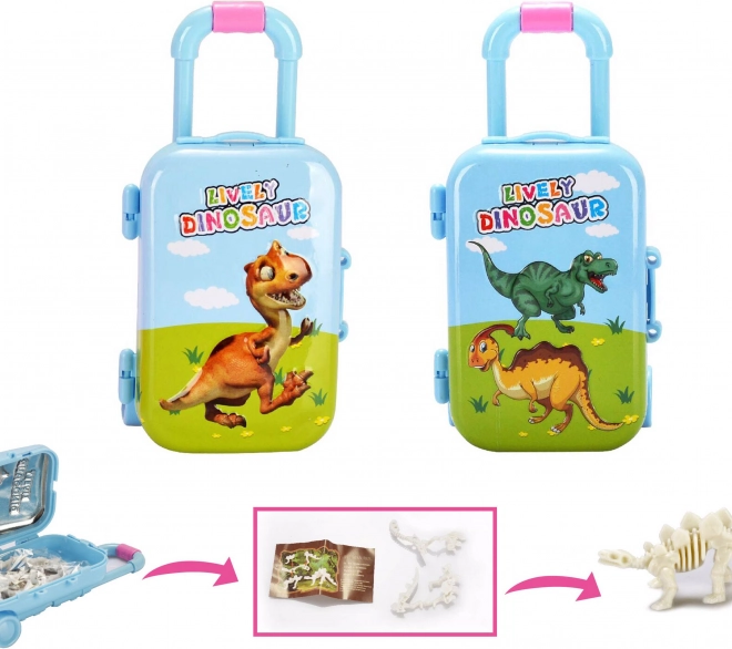 Squelette de dinosaure dans une mallette