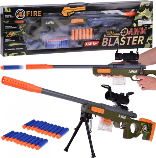 Grande carabine sniper en mousse avec optique et chargeur