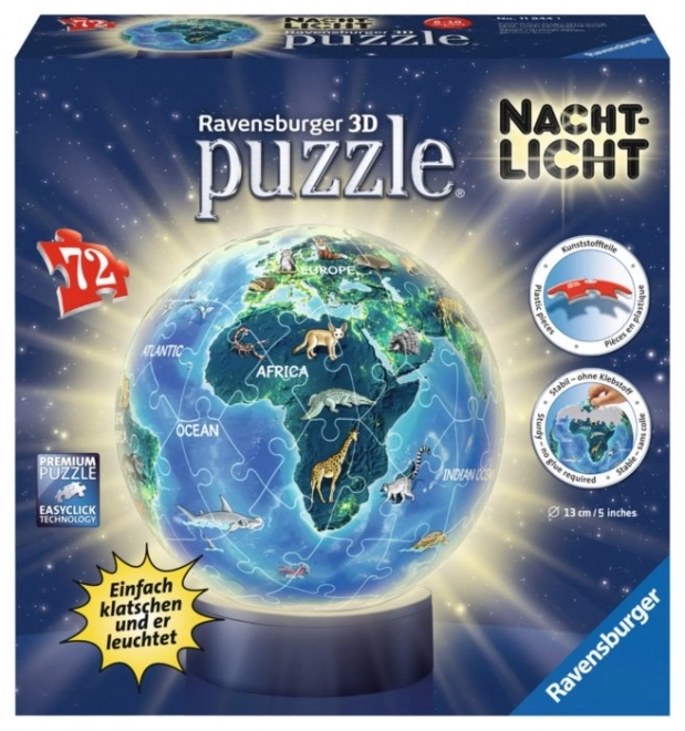 Ravensburger 3D puzzleball lumineux Globe nocturne 72 pièces