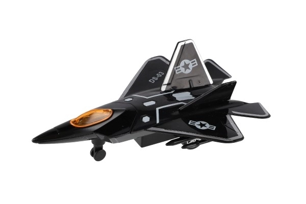 Chasseur en métal et plastique avec mécanisme d'enroulement 16 cm - ensemble de quatre avions colorés
