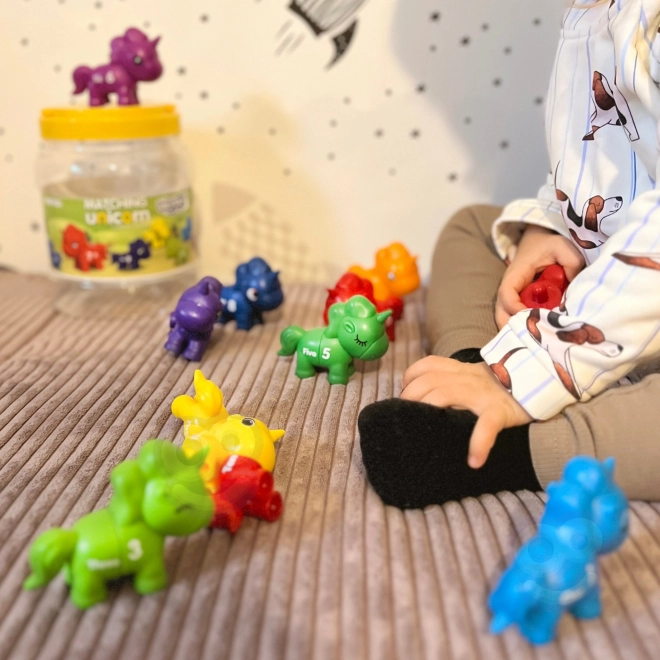 Ensemble Montessori pour l'apprentissage des chiffres et des couleurs Licornes