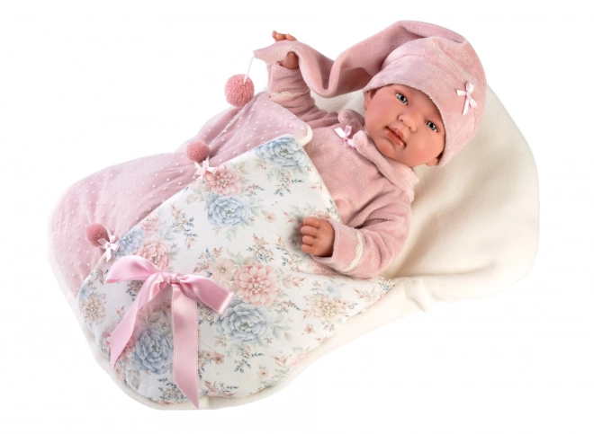 Llorens 84450 NOUVEAU-NÉ - poupée réaliste bébé avec sons et corps en tissu doux - 44 cm