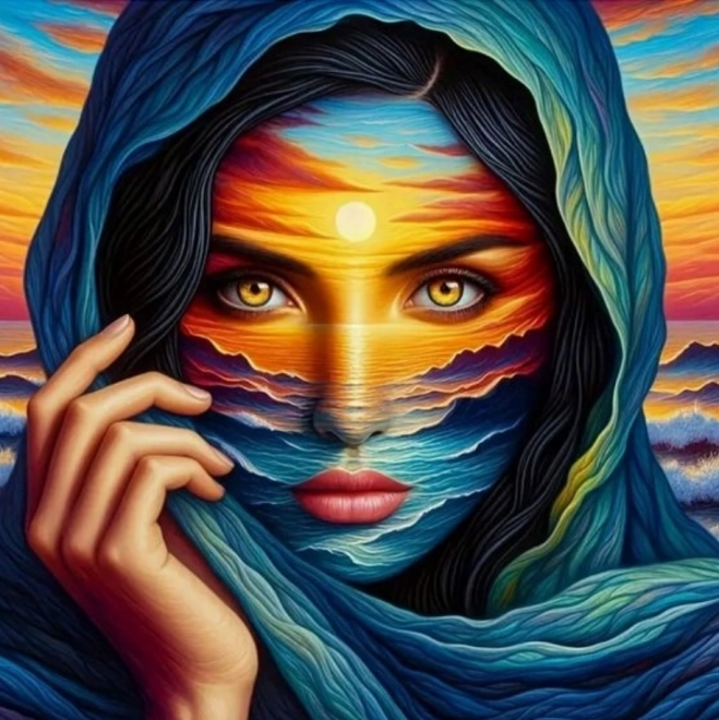 Peinture diamant Femme dans le désert 30x40 cm