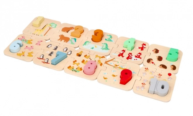 Puzzle en bois avec des animaux - apprendre à compter