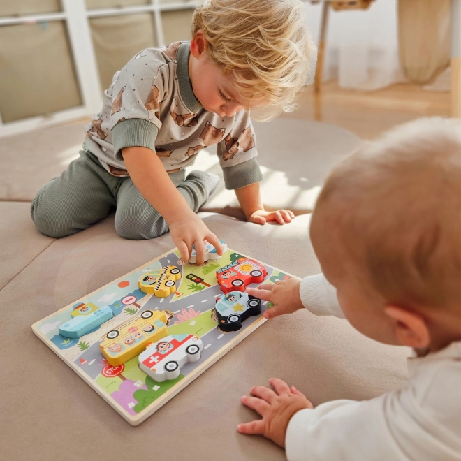 Puzzle en bois Montessori ville