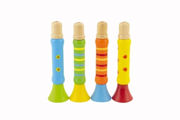 Trompette en bois colorée - 12 cm
