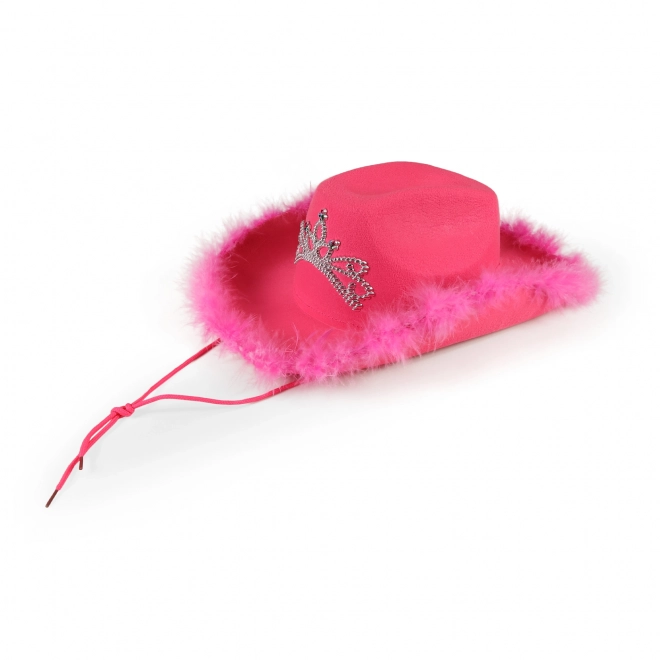 Chapeau de cow-boy rose avec couronne pour femme