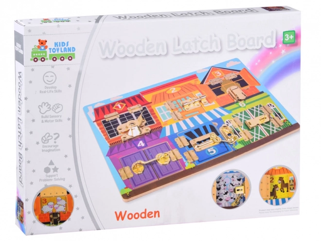 Tableau sensorimoteur avec serrures pour enfants
