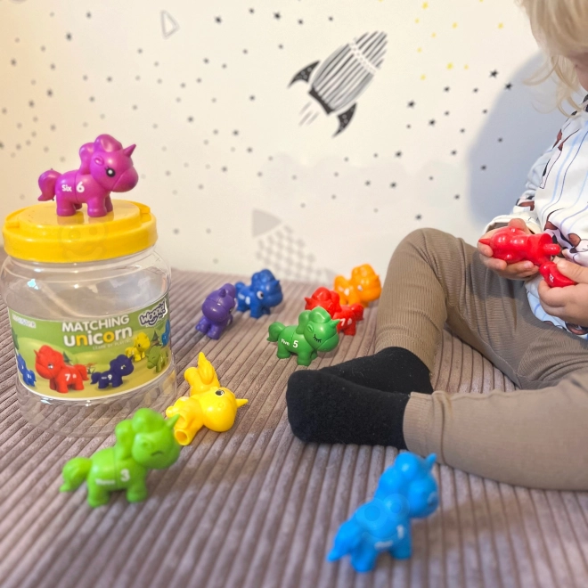Ensemble Montessori pour l'apprentissage des chiffres et des couleurs Licornes