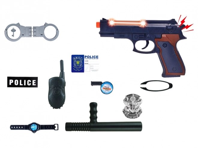 Grand ensemble de police avec menottes sonores Badge