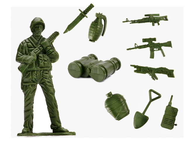 Ensemble de soldats en plastique avec accessoires - 307 pièces