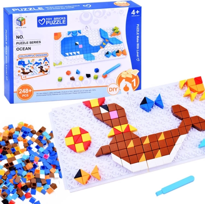 Mosaïque éducative logique pour enfants – petits carrés avec animaux, 248+ pièces