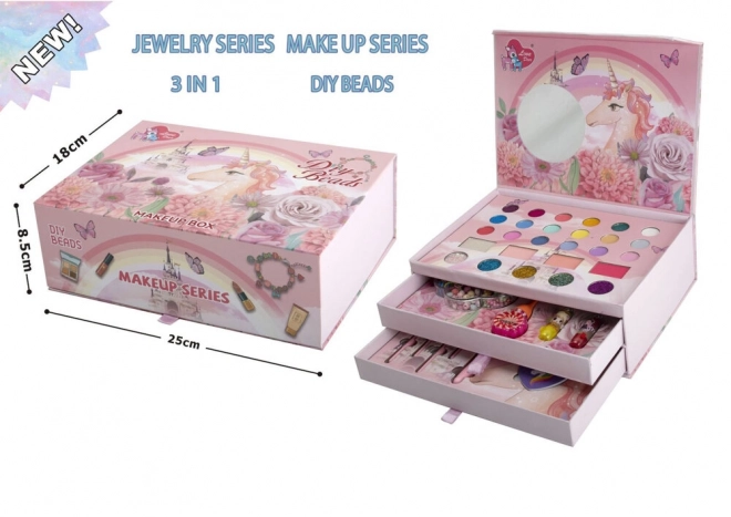 Coffret maquillage ongles 3 en 1 Boîte à bijoux rose