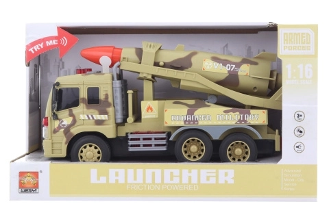 Voiture militaire avec fusée pour enfants