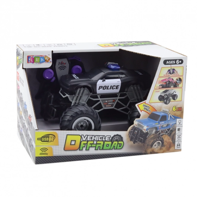 Voiture tout-terrain de police télécommandée 1:16 avec lumières et fumée