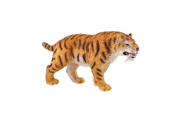 Tigre à dents de sabre jouet en plastique 13cm dans un sac