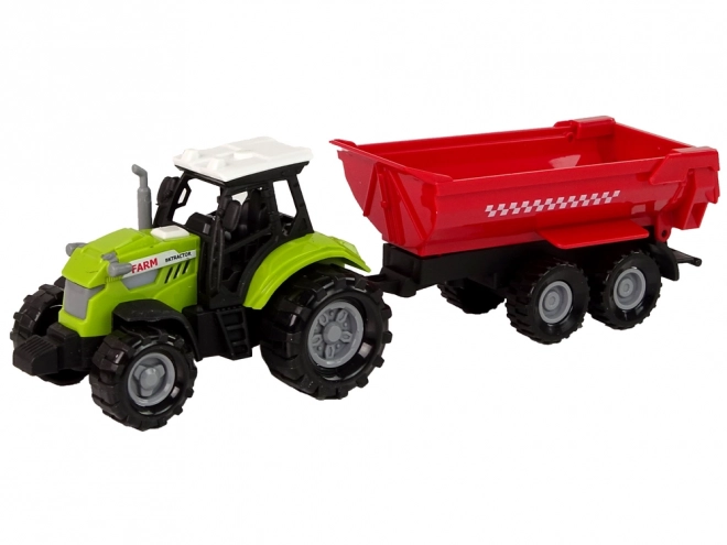 Tracteur vert avec remorque rouge Son
