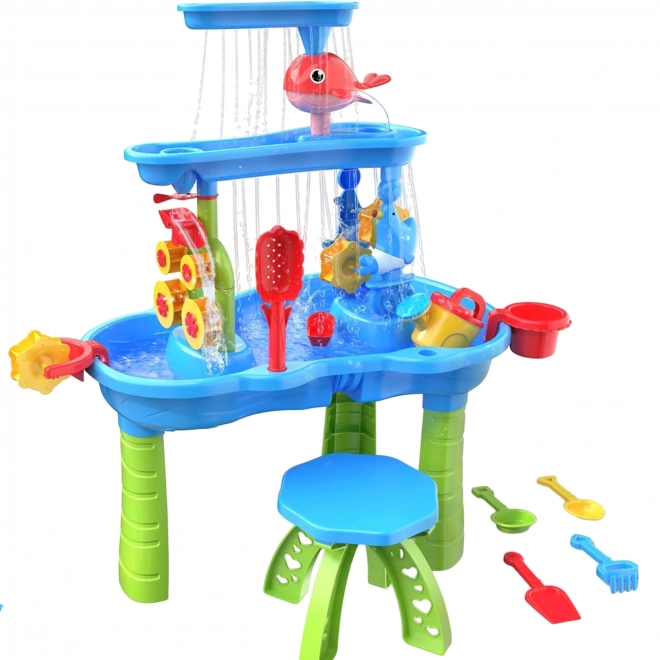 Woopie table d'eau XL pour enfants pour jouer avec l'eau et le sable 37 pièces