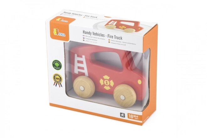 Petite voiture de pompier en bois