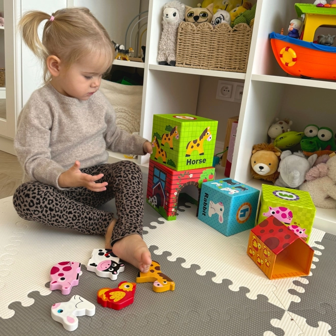 Woopie puzzle de ferme verte avec blocs et figurines