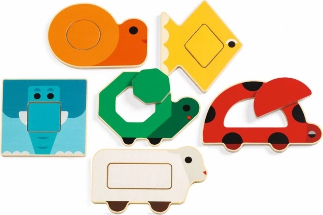 Djeco puzzle en bois à encastrer DuoBasic, 12 pièces