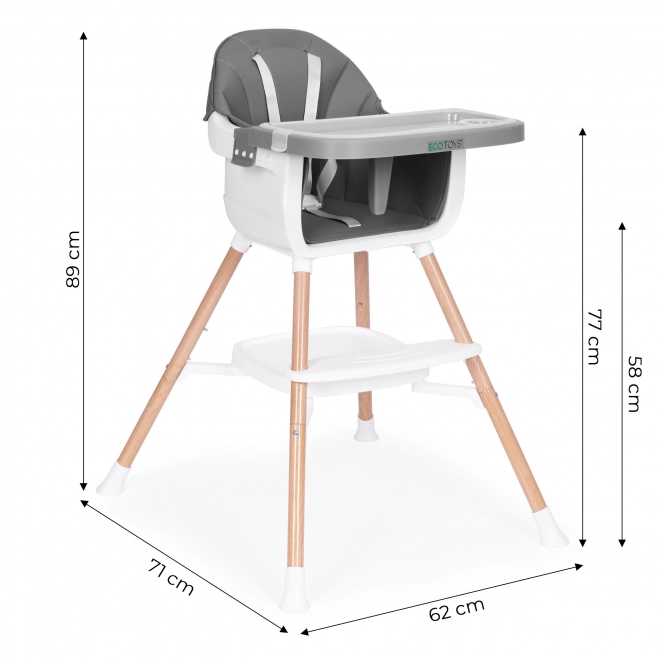 Chaise haute pour enfants 2 en 1 grise ECOTOYS