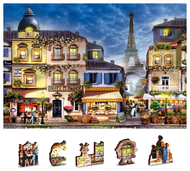 Puzzle en bois Petit-déjeuner à Paris 2 en 1