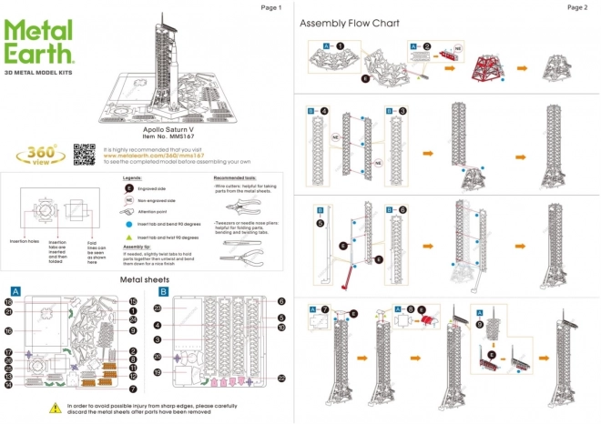 METAL EARTH Puzzle 3D Apollo Saturn V avec rampe
