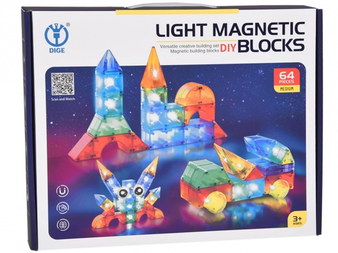 Blocs magnétiques 3D Blocs magnétiques lumineux 64 pièces ZA5240