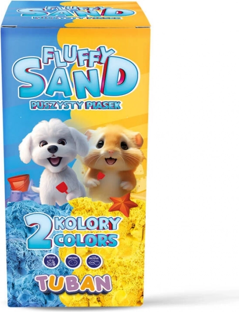 Sable moelleux et parfumé TUBAN Fluffy bleu et jaune 140 g