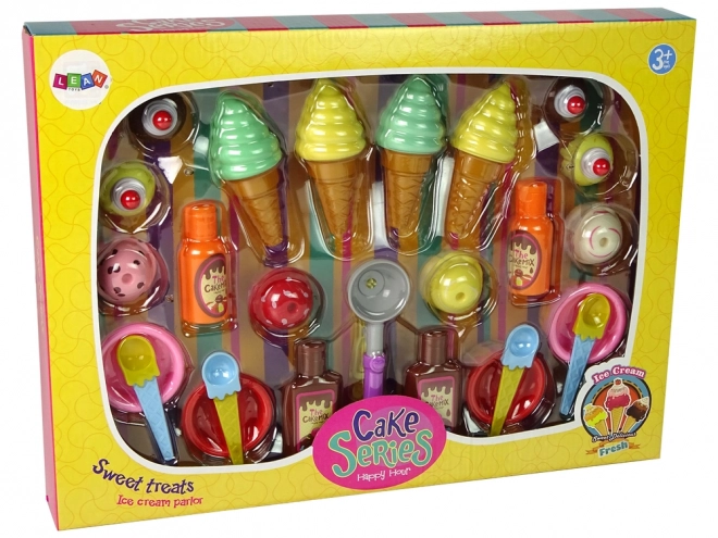 Ensemble de douceurs Glaces Coupelles Sauces Cuillères