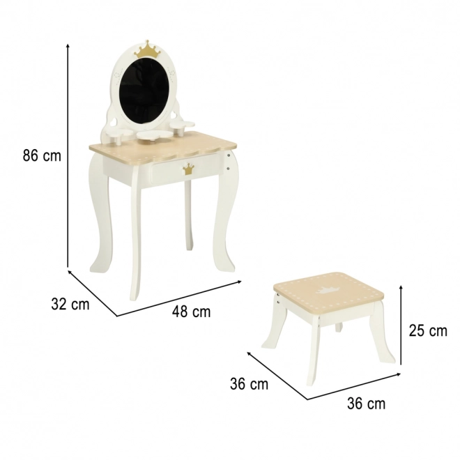 Coiffeuse en bois pour filles Bella avec accessoires