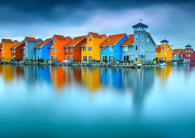 Puzzle ENJOY maisons au bord de l’eau, Groningue, Pays‑Bas – 1000 pièces