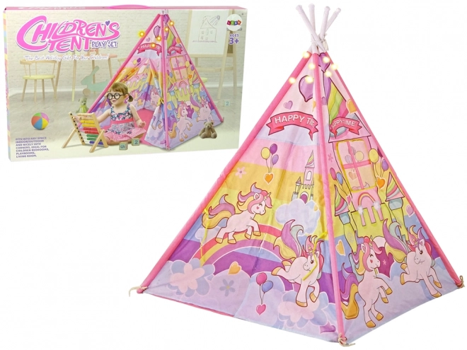 Effets lumineux tente pour enfants Licorne poney Rose