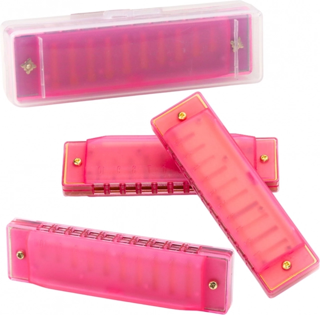 Harmonica diatonique rose pour enfants et débutants avec étui