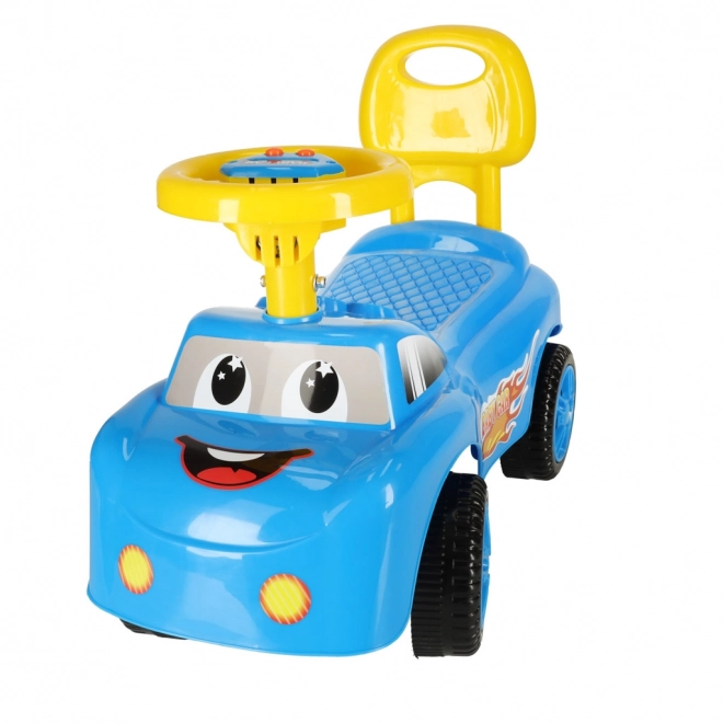 Voiture trotteur souriante avec klaxon bleu