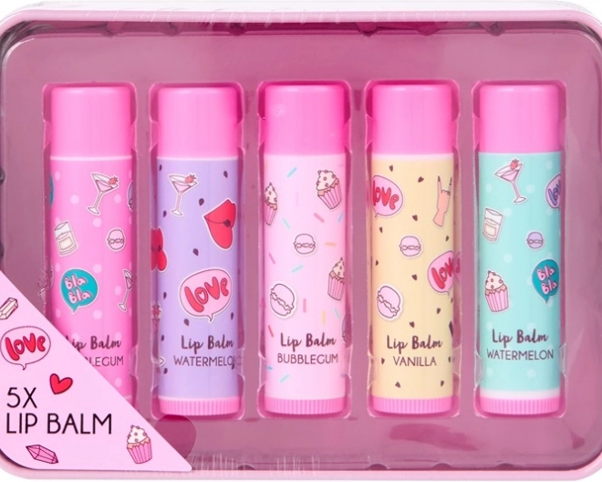 Coffret de baumes à lèvres en boîte métallique