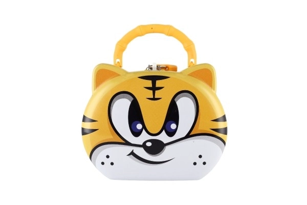 Tirelire chat/chaton en métal avec serrure 14x12cm 3 couleurs dans une boîte en plastique