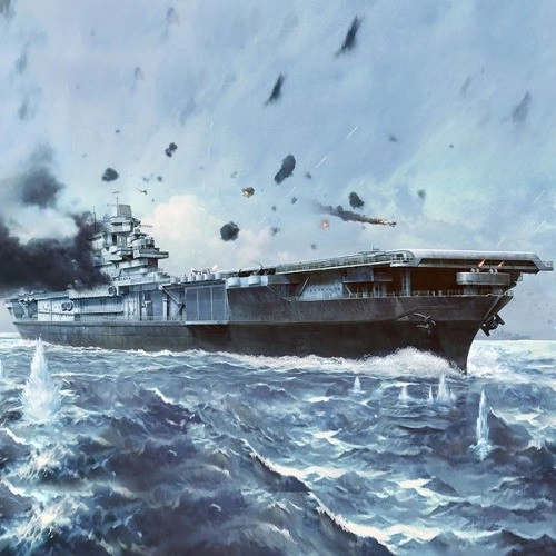Maquette du porte-avions Yorktown CV-5 Bataille de Midway 1/700