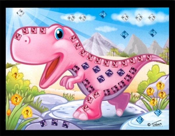 Mosaïque image mini dinosaure scintillant 10x12cm assortiment